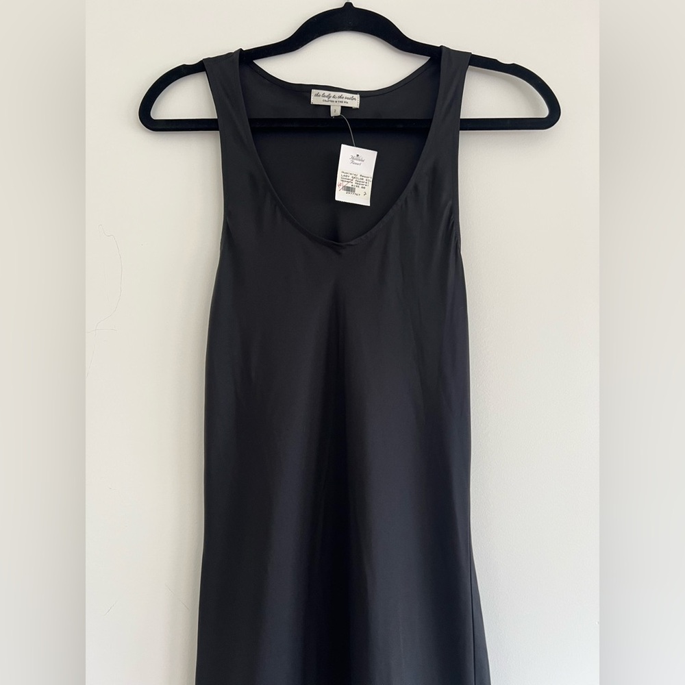 NWT The Lady & The Sailor 100% Silk Black Maxi Dress Womens Size 2